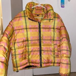 TOPSHOP PLAID PUFFER JACKET